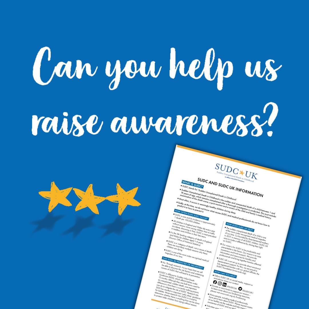 SUDCUK1's tweet image. March is SUDC Awareness month.
Thank you to all businesses and public spaces that support #SUDCAwareness. 

If you would like to display information please download our factsheet or contact us for copies - sudc.org.uk/awareness
