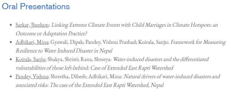 On 4th March, I will be privileged to present my paper on extreme climate events and early marriages in the session on Resilience to Water-Induced Disasters, WSCC 2021. 
#wscc21