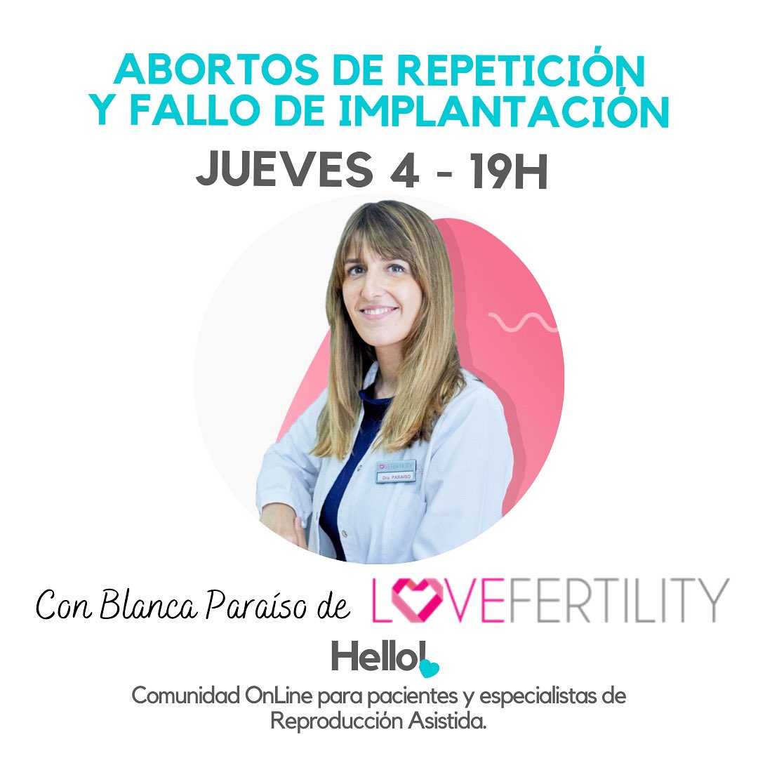 grupo_hello's tweet photo. Nos lo habéis pedido mucho y por eso os lo traemos...
ABORTOS DE REPETICIÓN y FALLO DE IMPLANTACIÓN con la Dra. Blanca Paraíso de @LoveFertility MA-RA-VI-LLO-SA

Repasaremos tb el papel de la inmunología en reproducción asistida, por lo tanto #infertilpandy toma nota: https://t.co/sHubFsyw0C