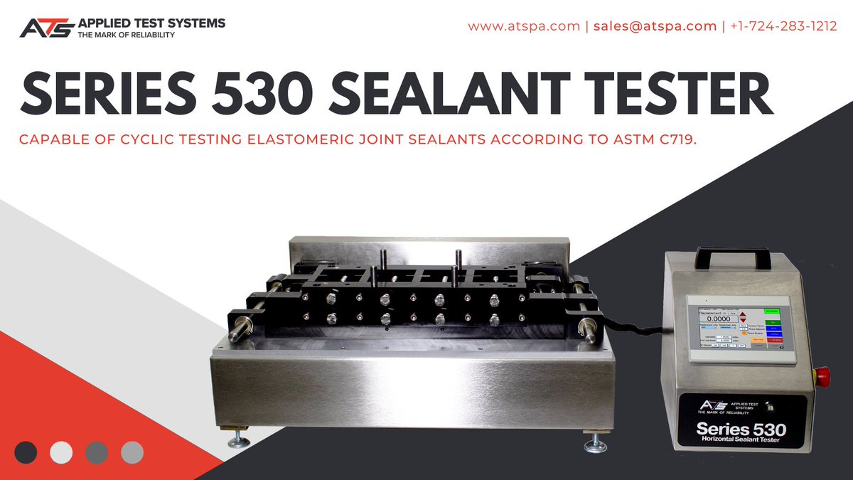 AppliedTest's tweet image. The ATS Series 530 Sealant Tester is an affordable, reliable solution for anyone looking to meet ASTM standard C719. Request your free quote today!
#sealanttesting #astm #ats
