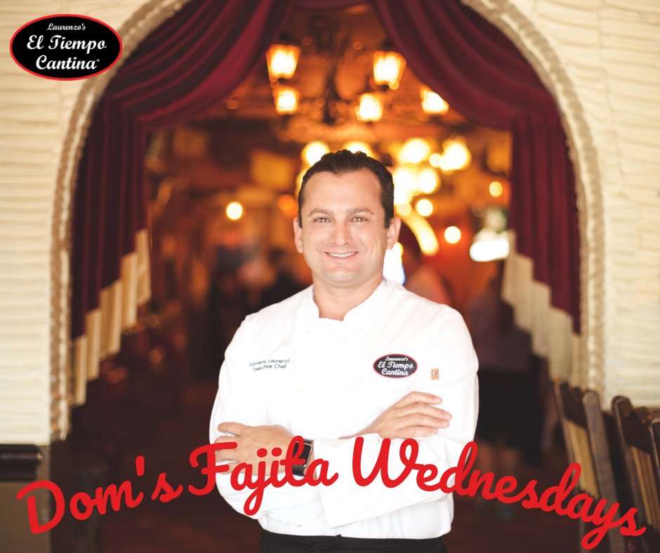 Dom's Fajita Wednesday is here !
Fajita specials ALL DAY!
eltiempocantina.com