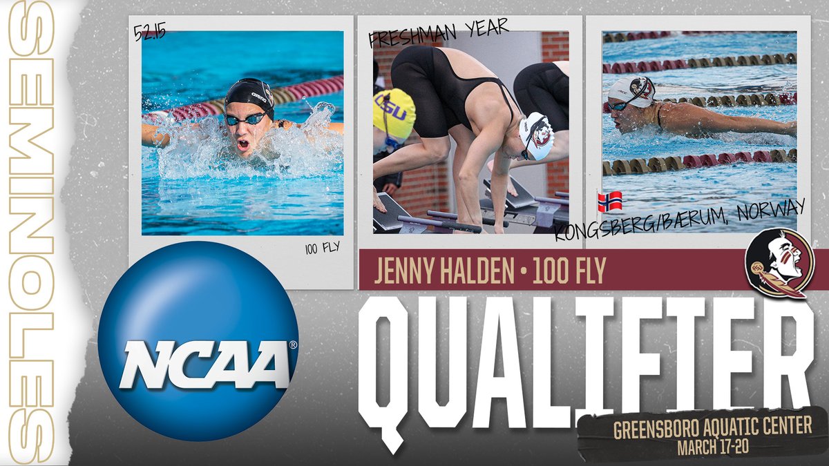 🚨 JENNY HALDEN IS HEADED TO THE NCAA CHAMPIONSHIPS! 🚨

The freshman qualified for her first NCAAs in the 100 fly after swimming a 52.15 last weekend at the Georgia Last Chance Invite! #Noles