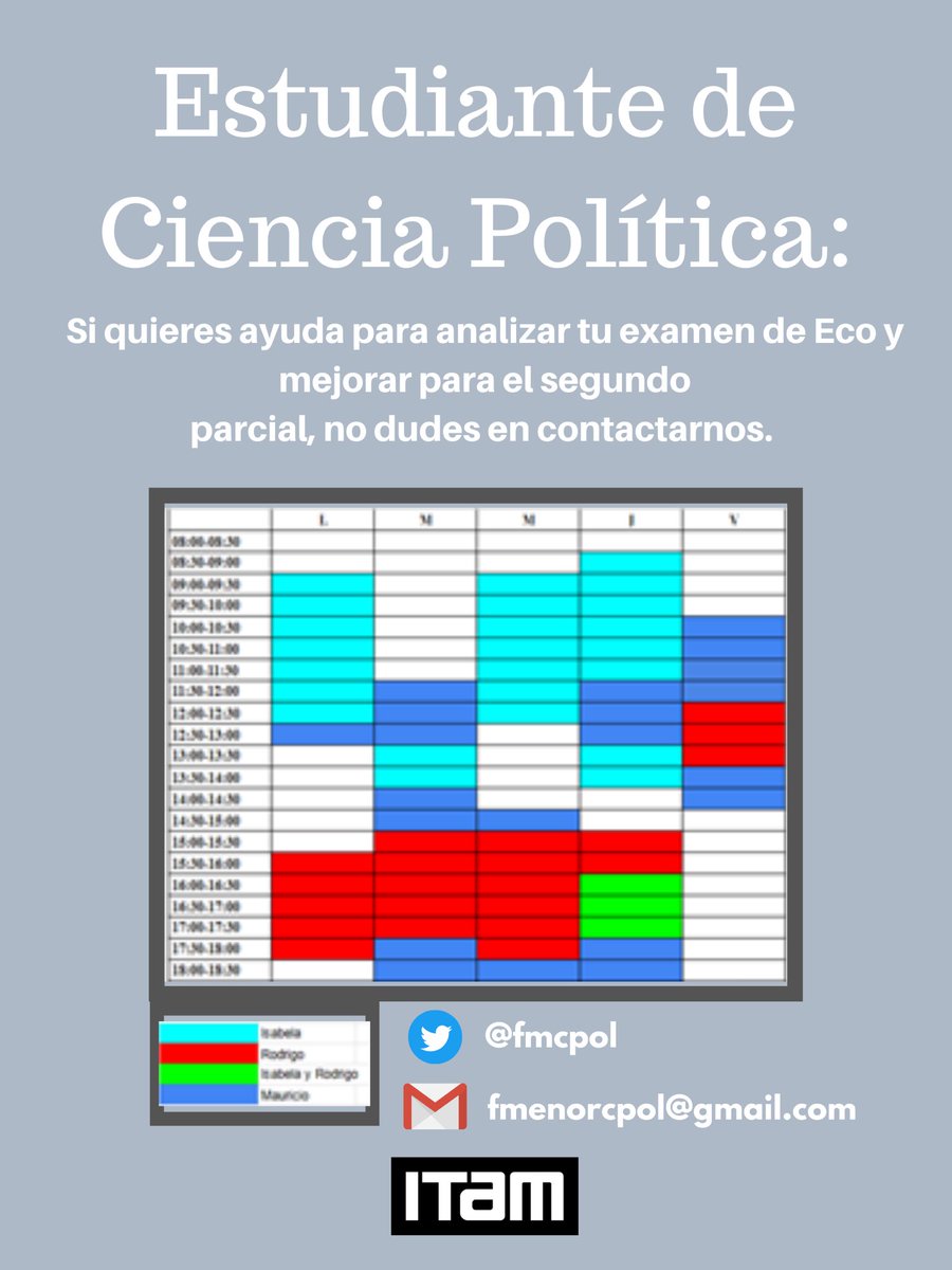 Estudiante de Ciencia Política:  no dudes en contactarnos para entender tus errores, escuchar otras explicaciones, resolver dudas o platicar un ratito. Hay mucho tiempo para seguir estudiando y mejorando 😊 Aquí nuestros horarios 😊
