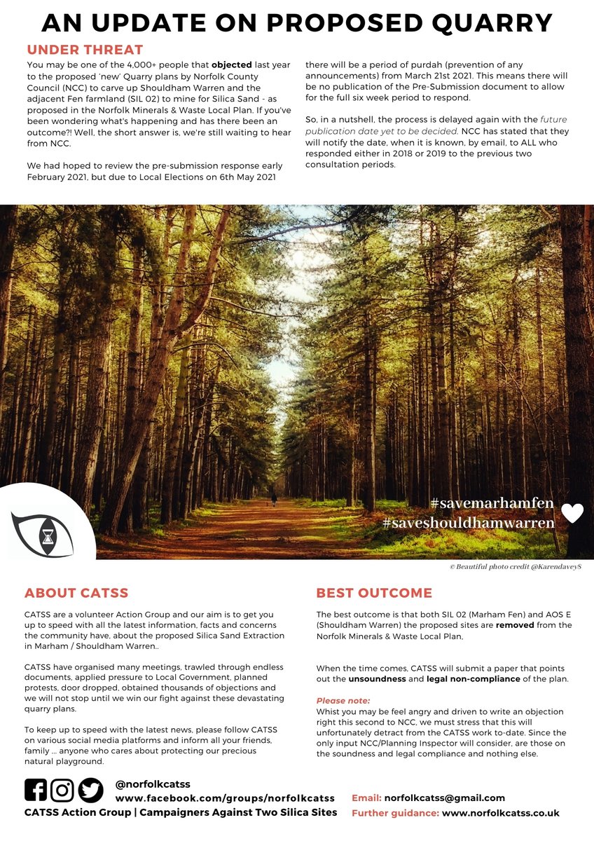 norfolkCATSS's tweet photo. An update on the proposed Quarry Plans. #SaveShouldhamWarren #SaveMarhamFen #WestNorfolk #SorryNOQuarry https://t.co/8eSazTgy2R