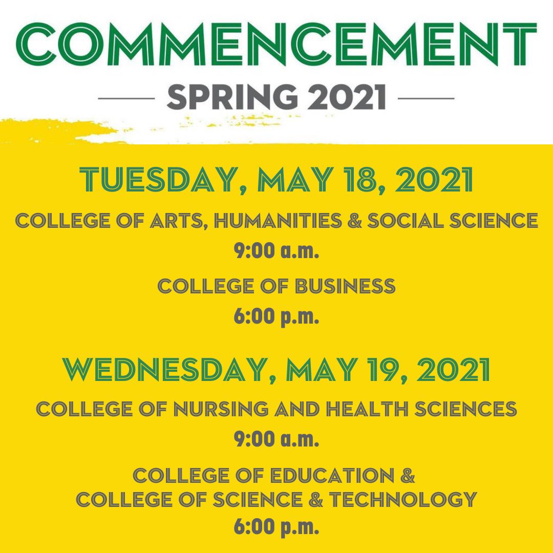 SLUfinaid's tweet photo. Spring 2021 Commencement will follow a similar format to fall 2020 exercises with ceremonies held over 2 days in Strawberry Stadium. Ceremonies will be conducted by college in order to comply with existing state-mandated COVID-19 restrictions. Times &amp; updates can be found below. https://t.co/7Qh8mC73eB