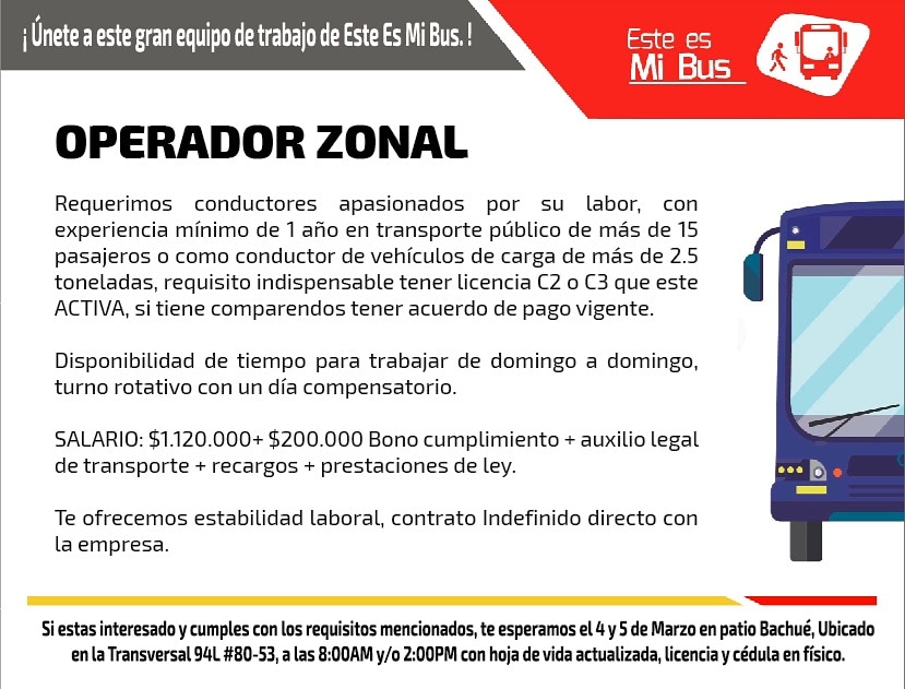 EsteEsMiBus's tweet photo. ¡ Haz parte de nuestro equipo de trabajo ! https://t.co/kNN5mLg3Ut