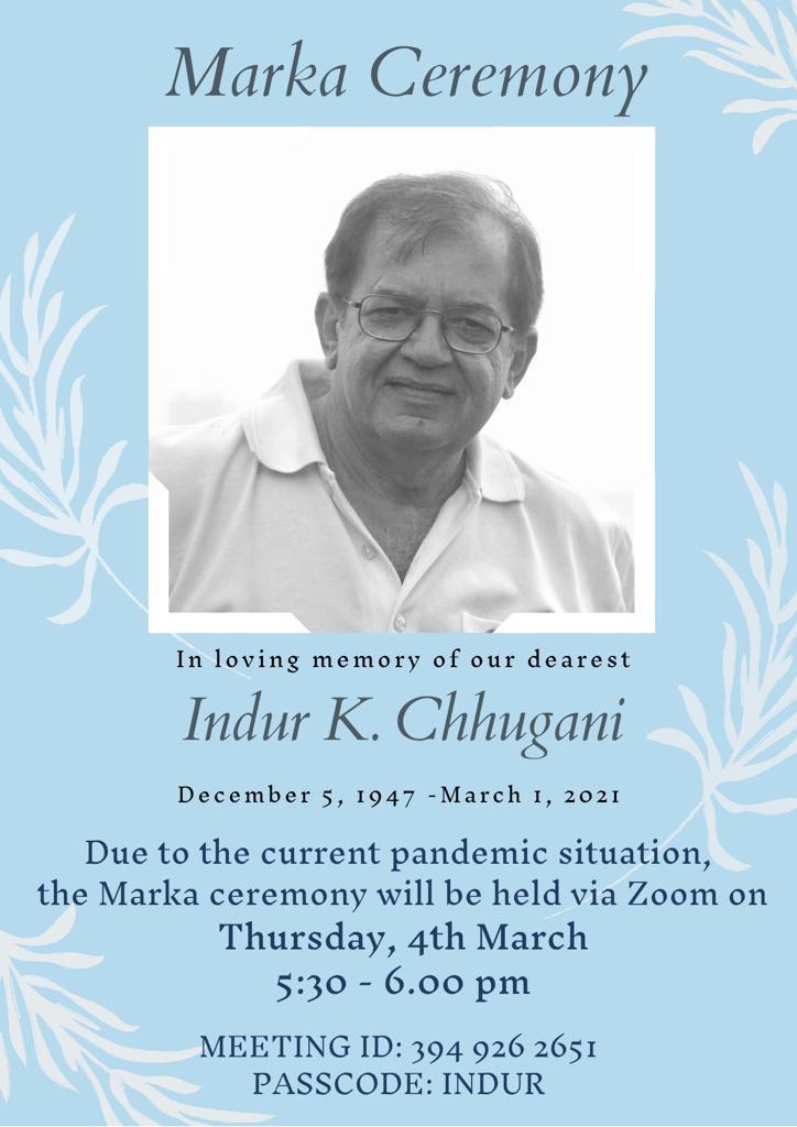 Message from the Chhugani family - 

Thank you for all your prayers! 

🙏