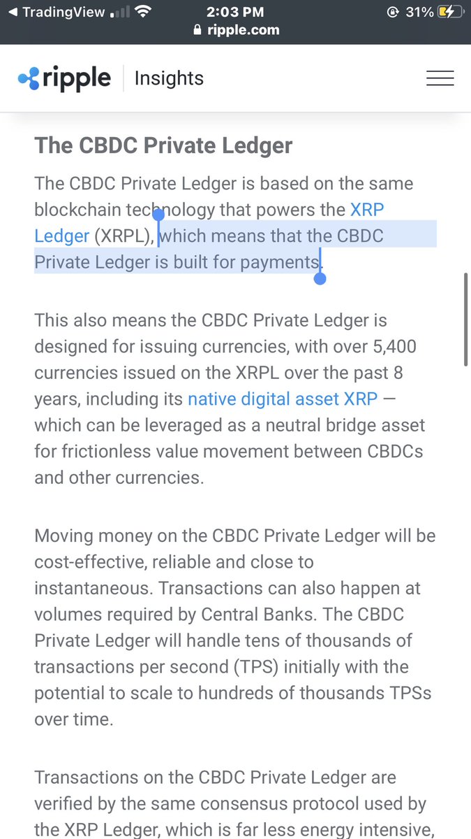 AltcoinPumpz's tweet image. The "CBDC private ledger is built for payments" and "is based on the same technology as XRP." Meaning the CBDC is just as fast and cheap as $XRP. So why would you need XRP as a global bridge currency then? You won't! Plain and simple.