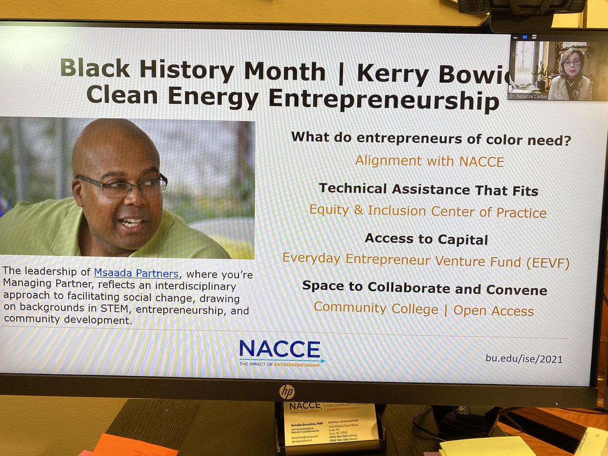 naberezhna's tweet photo. @NACCE @RebeccaCorbin7 on clean energy entrepreneurship giving an example of Kerry Bowie with @MsaadaPartners
Register for energy webinars today: https://t.co/krKqH4FtZJ
#Innovate4EnergyWF #nacce #energyinnovation #workforcedevelopment https://t.co/OKGhj1lVXK