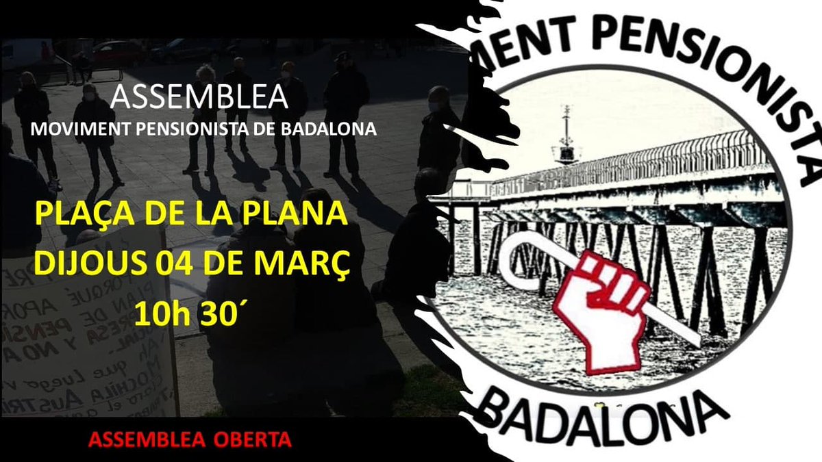 MPensionistabdn's tweet photo. Que ningú decideixi per tu el futur de les nostres pensions
👇🏾
Participa a l'assemblea del Moviment Pensionista de #Badalona
Plaça de la Plana
Dijous #4M 10:30
Els plans de pensions privats buiden la caixa de les pensions!
Contra la #bretxasalarial -> #Igualdat
#NoPactoToledo https://t.co/nIdoB3B86Y