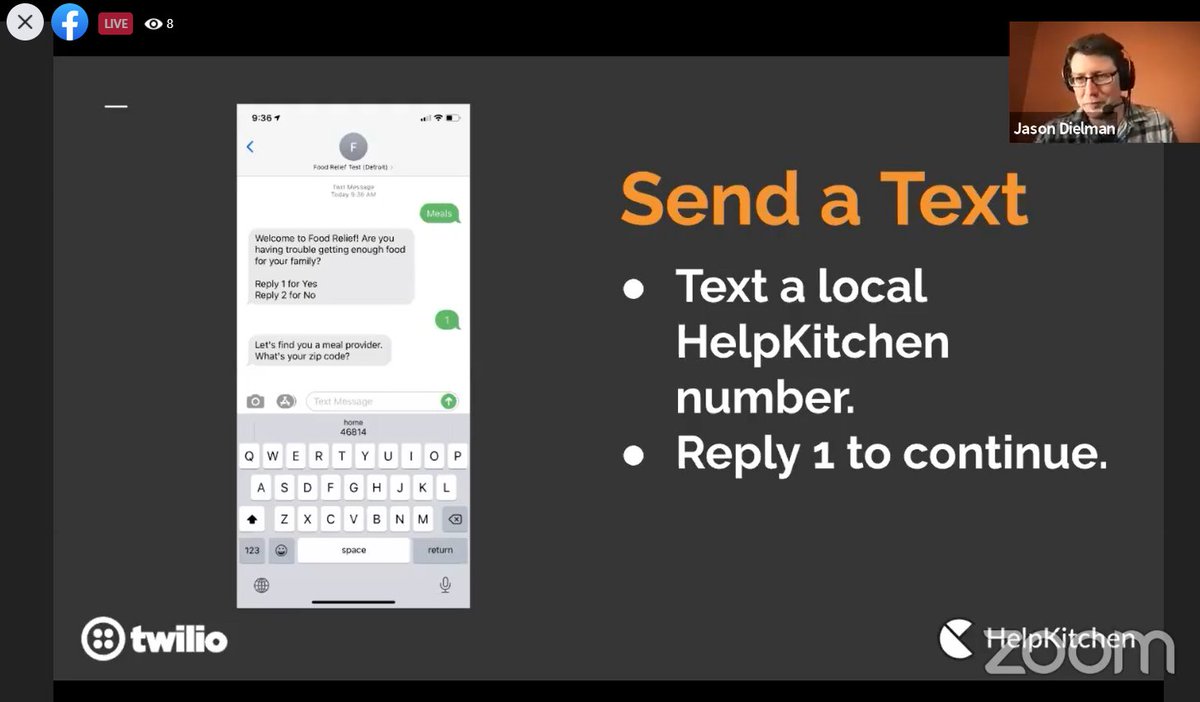 TechSoup's tweet image. #HelpKitchen is an #SMSapp that matches #FoodInsecure people to participating #restaurants so they can get meals for their families. Meal costs are covered by #philanthropic partners. Learn how they built this #FoodApp: launchingmyself.com/helpkitchen-te…  #PublicGoodAppHouse #PublicGoodTech