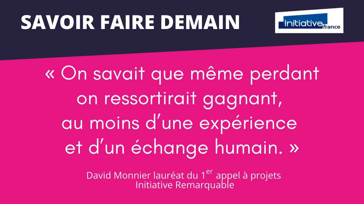 🏆 Les lauréats du 1er appel à projets #InitiativeRemarquable vous donnent 4️⃣ excellentes raisons de candidater à "Savoir faire demain" avant le 14 mars... 

🔎 Découvrez-les vite ! initiative-france.fr/espace-info/vi…