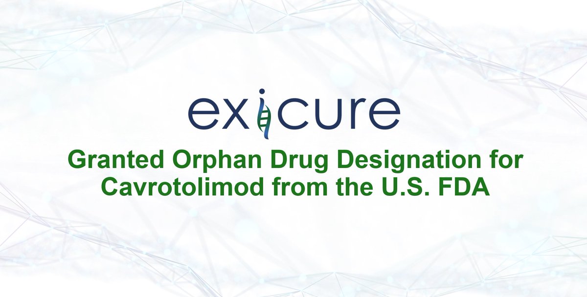 exicure's tweet image. Exicure granted Orphan Drug Designation for #cavrotolimod from the US #FDA : bit.ly/3uTcMEm  #DigitalDrugDesign