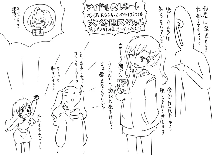 ファンボックスに『いちゃいちゃしてる砂塚あきらと夢見りあむ、それを見て初めての感情に戸惑う辻野あかり』リクエストが来たので描きました 