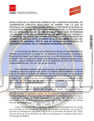 Jupol_Madrid's tweet photo. La Comunidad Autónoma de Madrid publica la resolución que permite a Policías Nacionales y Guardias Civiles acceder de forma gratuita a todo el transporte público en la región.

Como habíamos adelantado en:
https://t.co/kdzboDk7EJ https://t.co/RHgWQde9JQ