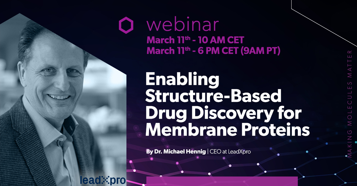 leadxpro's tweet photo. Dr. Michael Hennig, CEO at leadXpro, will be giving a webinar at Symeres, Thursday March 11th at 6 PM CET (9 AM PT).

Register here:
https://t.co/H1Ww78OLYt https://t.co/yKYWGTB7o3
