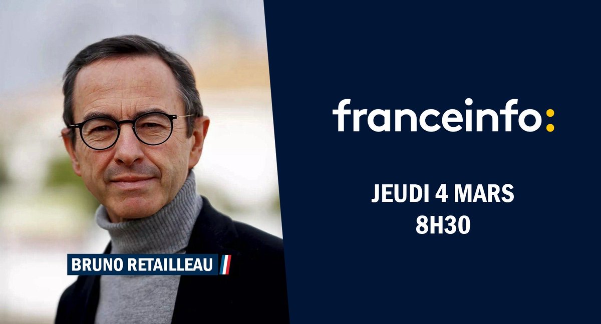 BrunoRetailleau's tweet image. Retrouvez-moi demain matin sur ⁦@franceinfo⁩ à 8h30