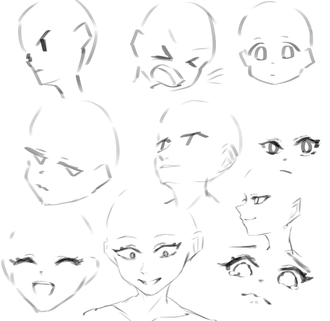 顔の角度と表情の練習 