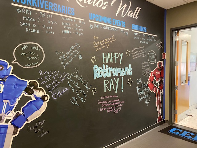 copycei's tweet photo. Hard to believe how quickly 38 years flies by. Ray you wore the CEI colors with great pride and your #CustomerService was second to none. We wish you the happiest of retirements! #CEIstrong @StrategicSysCEI https://t.co/7aKWnJKQ4t