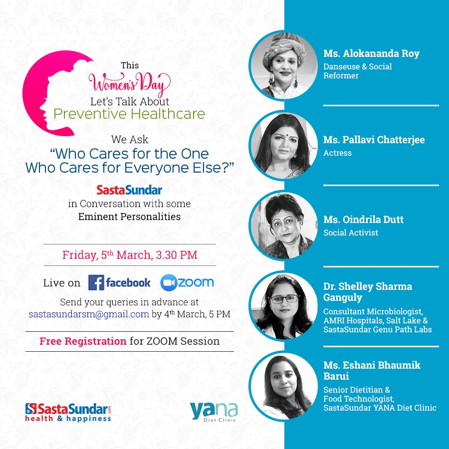 blmittal01's tweet photo. This Women’s Day, let’s talk about Preventive Healthcare!
Friday, 5th March, 3.30 PM
LIVE on Zoom (Register for free: https://t.co/n2jmp50NEV)
LIVE on FB (https://t.co/aFodbI4MT1)
#WomensDay #PreventiveHealthcare #Webinar #SastaSundar #YANADietClinic #GenuPathLabs https://t.co/FUHW0q62cu