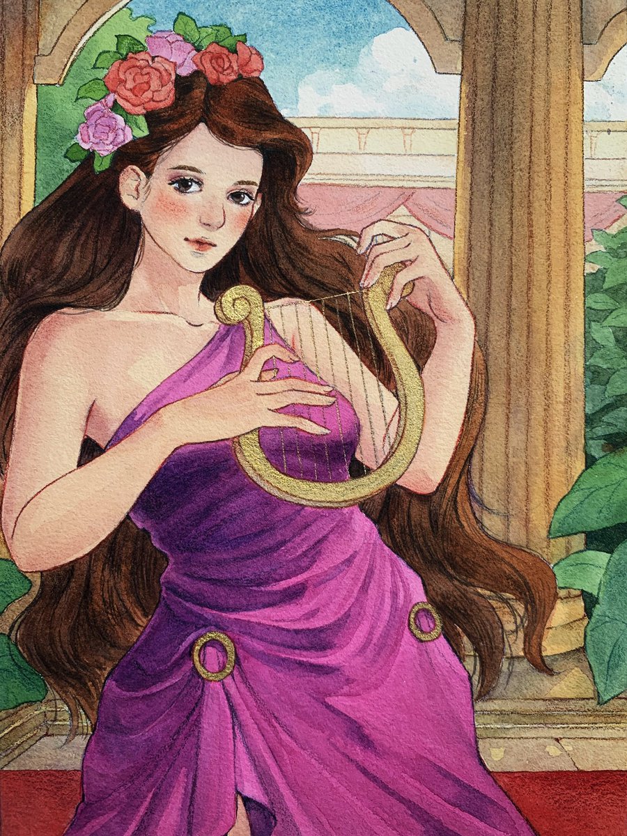 adechint's tweet image. This kind of my  #ArtsOfVibrancy
Featuring Clio, Thalia, Terpsichore and Calliope from 9 Muses of Greek Mythology. 
#watercolor #mythology