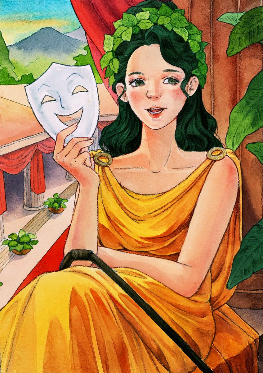 adechint's tweet image. This kind of my  #ArtsOfVibrancy
Featuring Clio, Thalia, Terpsichore and Calliope from 9 Muses of Greek Mythology. 
#watercolor #mythology