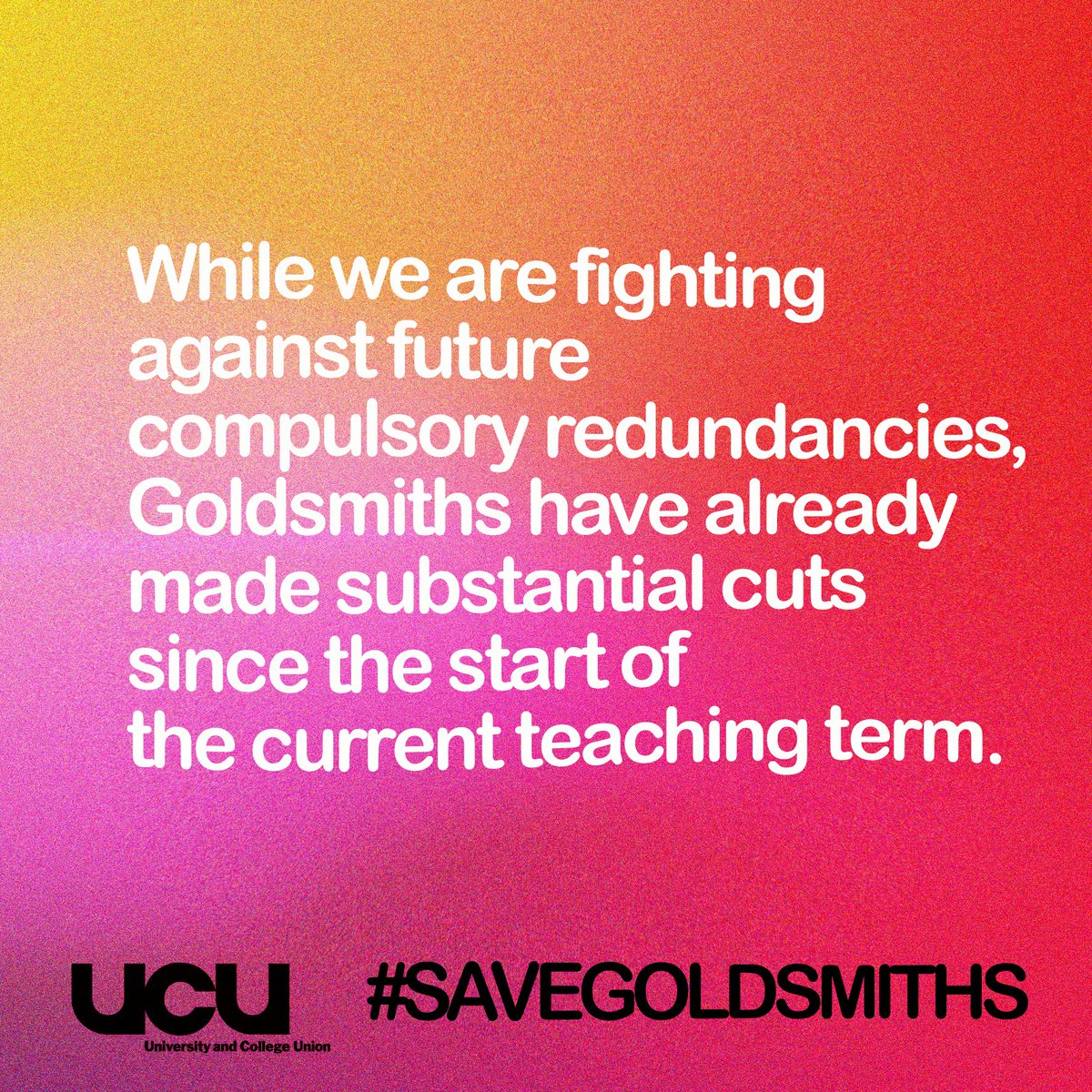 GoldsmithsUCU's tweet photo. We are fighting against further redundancies, but @GoldsmithsUoL management has already made substantial cuts since the start of the current term. To #SaveGoldsmiths and protect student provision, SMT needs to reverse staff cost control measures taken to date. Cuts so far (1/2)👇 https://t.co/xWwwF1w4bJ