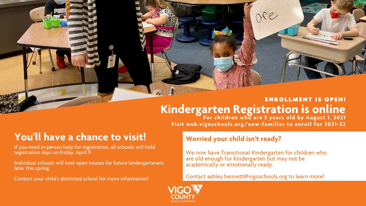 vcsc_teamvigo's tweet image. Is your child ready to go to kindergarten next year? Visit web.vigoschools.org/new-families to register for kindergarten!

#teamvigo