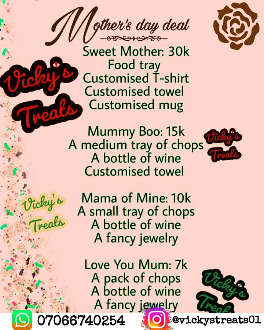 Our mother's day deal..#Asaba #foodtrayinasaba #asabasmallchops #smallchopsinasaba #asabafoodtray #asabamothersdaydeal #asabamothersdaygifts #mothersday2021
