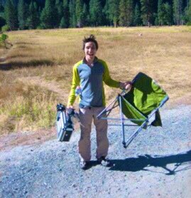 kjorgeson's tweet photo. Day 1 on the Dawn Wall, October 2009. In the meadow with a spotting scope trying to see where the line went. Couldn’t find it. Was I confident? Nope. Did that matter? Nope. 

A thread about belief vs confidence and dreaming big. https://t.co/t6gFwXxv7s