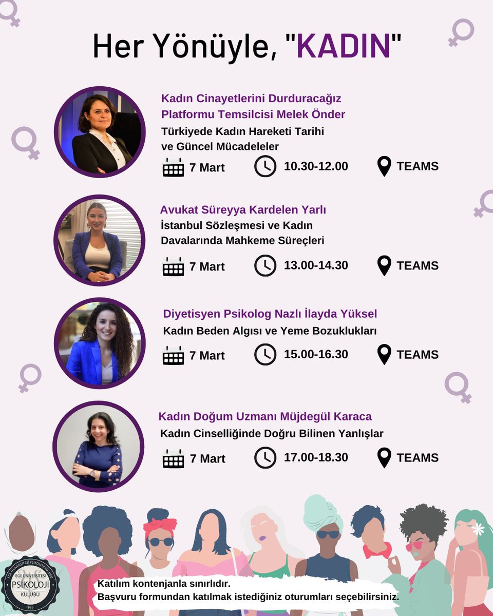 İnsan hakları temel alınarak kadınların siyasi ve sosyal bilincinin geliştirilmesine; ekonomik, siyasi ve sosyal başarılarının kutlanmasına ayrılmakta olan 8 Mart Dünya Emekçi Kadınlar Günü vesilesiyle inter disipliner alanlardan uzmanları içeren etkinlik serisi düzenledik #8Mart