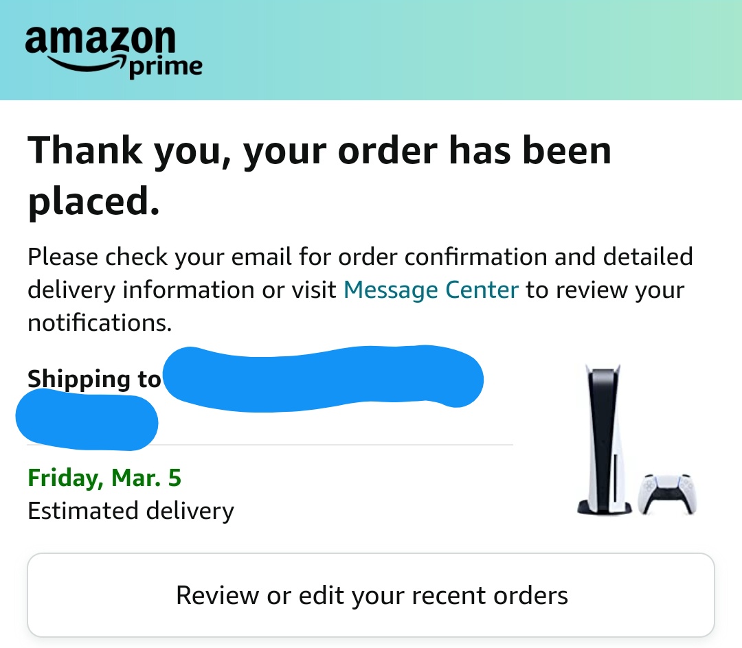DanielELake's tweet photo. @PS5restocks_etc Thank you!! App worked much better than desktop https://t.co/BgULwnXECI