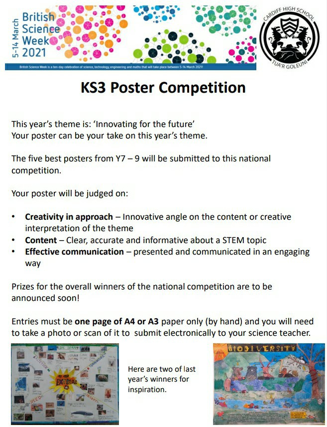 ScienceCHS's tweet image. #BritishScienceWeek2021 starts this Friday🔬🧪🚀 KS3 pupils, look out for info about this poster competition from your science teacher. Best 5 will be submitted to the national competition! @officialCHS @MissWarrenCHS @MrAWilliamsCHS @HistoryCHS
