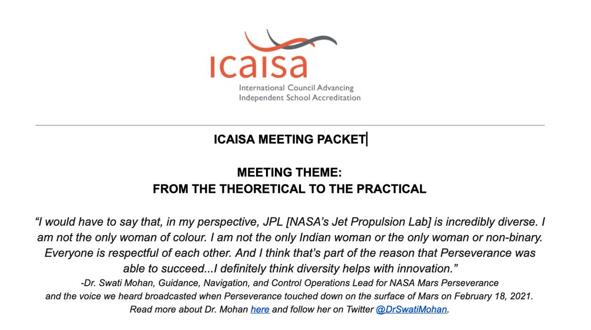 Greetings <a href="/DrSwatiMohan/">Swati Mohan</a>! We are honored to feature you at the top of our semi-annual meeting agenda. #wellsaid