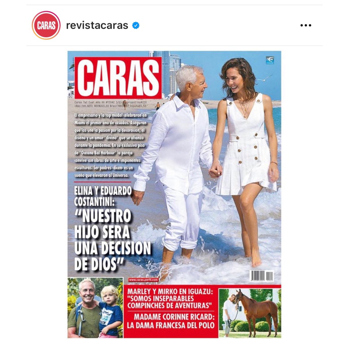 Recién salida de imprenta <a href="/revistacaras/">revistacaras</a> @eduardocostantini ⁦<a href="/ElinaCostantini/">Elina Costantini</a>⁩  #miami gracias por posar para mi lente