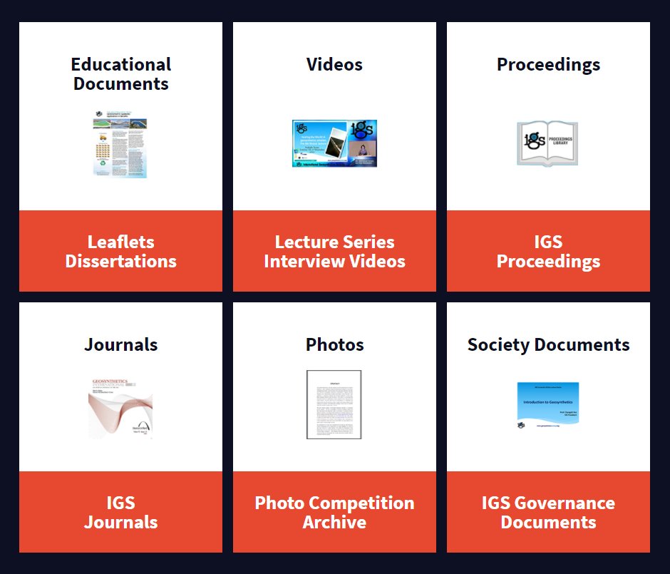 IntGeosynthSoc's tweet photo. The new IGS Digital Library is in the works. Conference Proceedings, Educational Leaflets, Journal access, Lectures, Webinars, and more! https://t.co/GnhddWbzKd https://t.co/3q0e3EgGKy