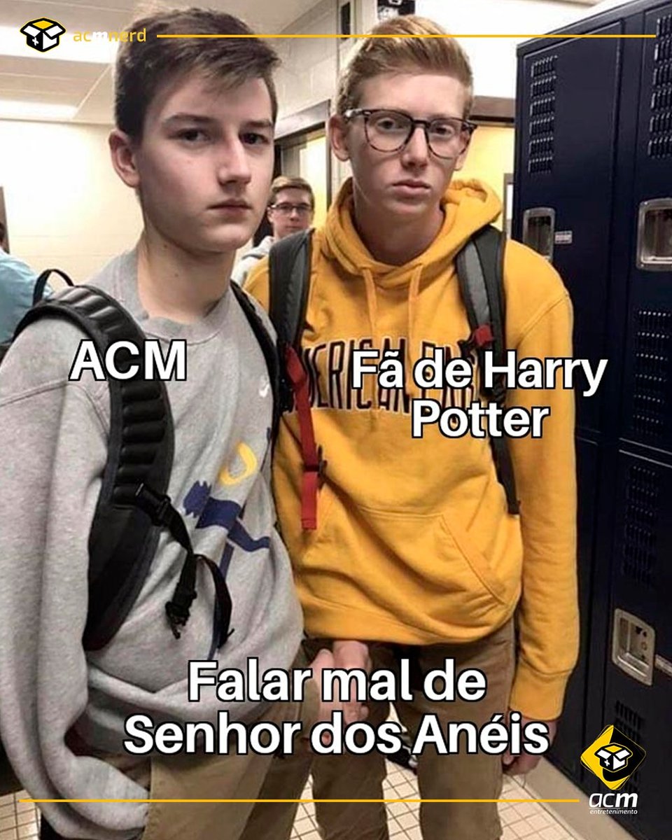 BussolaNerd's tweet photo. Nunca que eu ia deixar os(as) fãs de Harry Potter na mão!
#acmpodcast #acm #acmnerd #acervomais #harrypotter #senhordosaneis #lordoftherings #treta #meme #memes https://t.co/IeMoKqNqxV