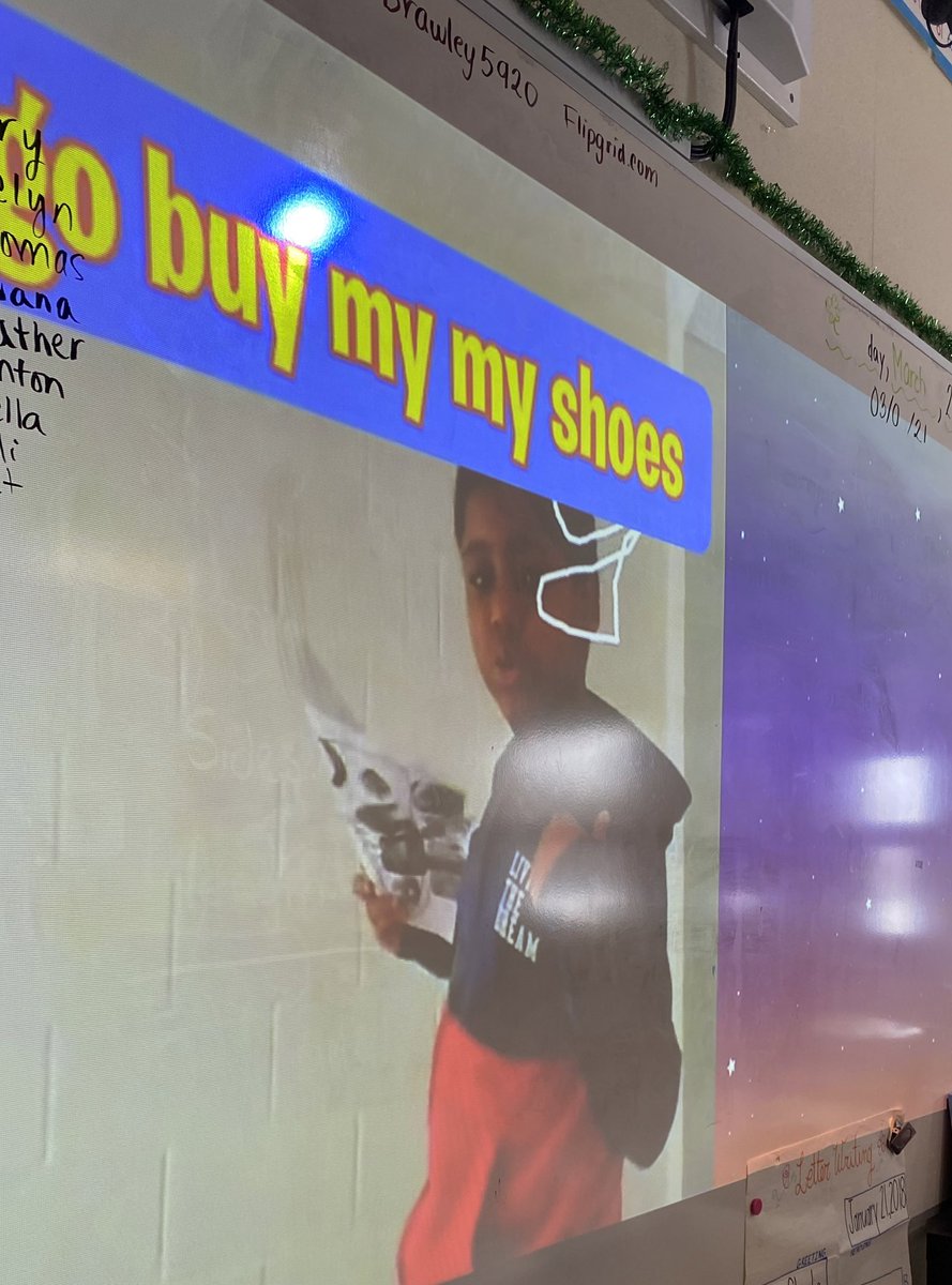 MrsDorsey_ocsb's tweet photo. We had a good laugh watching our shoe commercials on @Flipgrid students did a great job persuading the audience to buy their new shoes! 👟💰 #ocsbBeInnivative https://t.co/CcVu0yxFvB