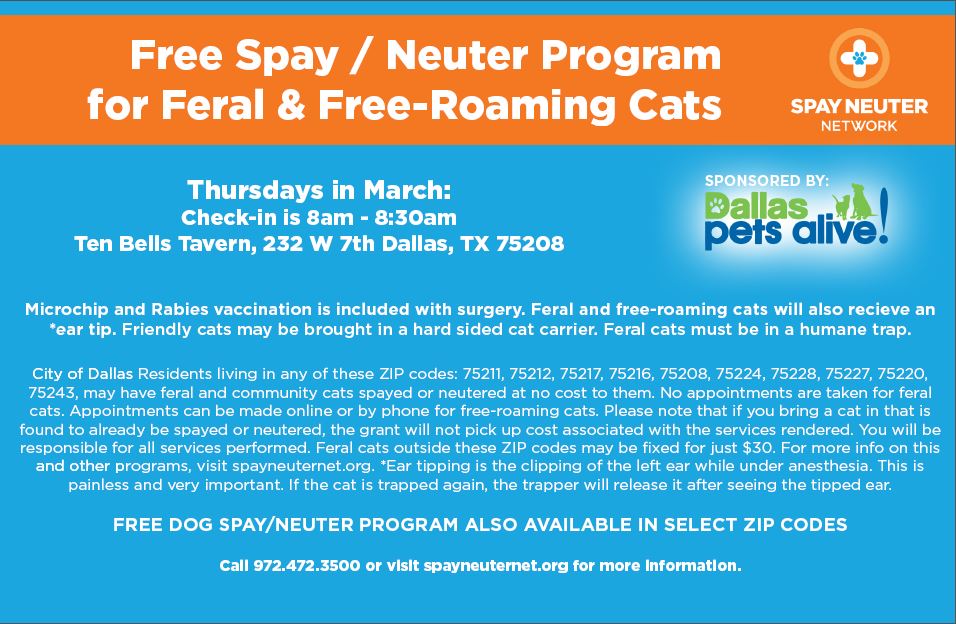 Help knock out pet overpopulation! For free spay/neuter service call