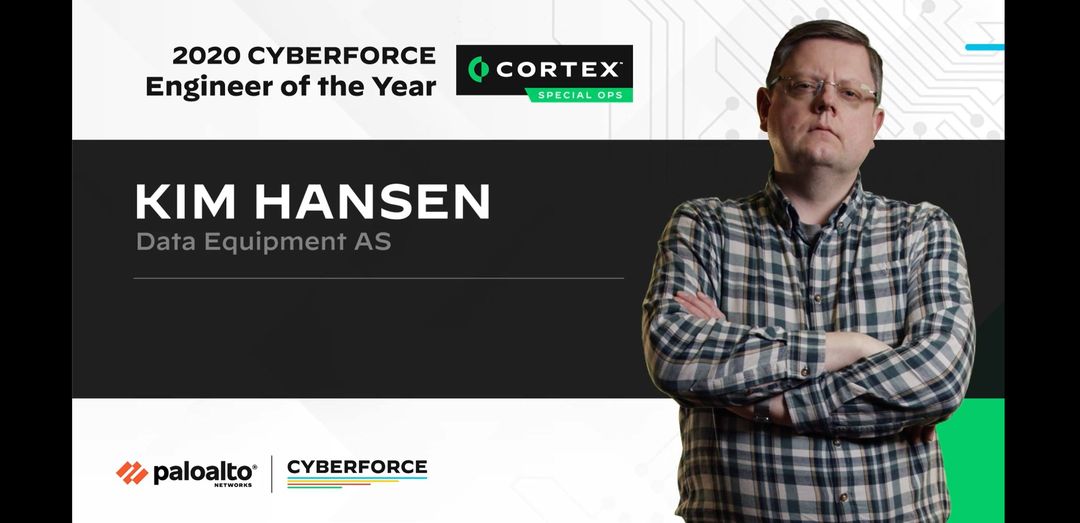 DataEquipment's tweet photo. @kimdataequip er kåret til @PaloAltoNtwks Global Cyberforce Engineer of the Year - Cortex. Det er ikke bare skijentene og skigutta som er verdensmestere! https://t.co/RUoE1TKXd2