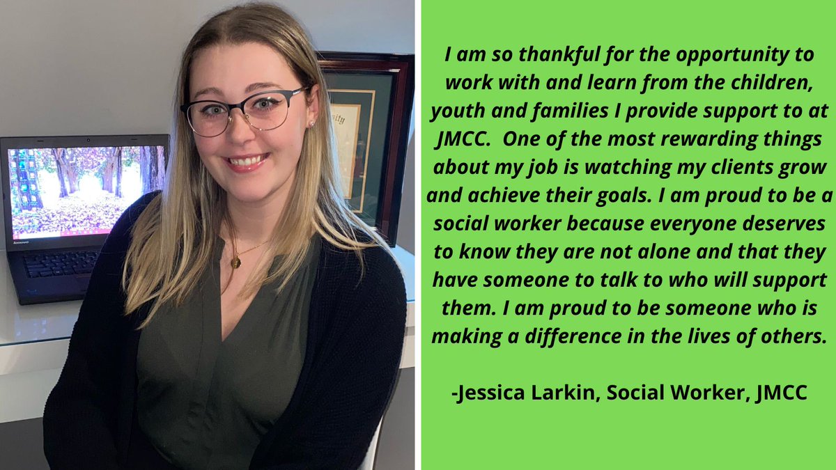 JMCCentre's tweet photo. It's #SocialWorkWeek! At JMCC, our awesome social workers work tirelessly to support & empower children, youth & their families. Learn more about social work at JMCC: https://t.co/ICw5od4boA
#YouAreNotAlone #LeadPositiveChange #SocialWorkWeek2021 https://t.co/6Cy8tZzmjq