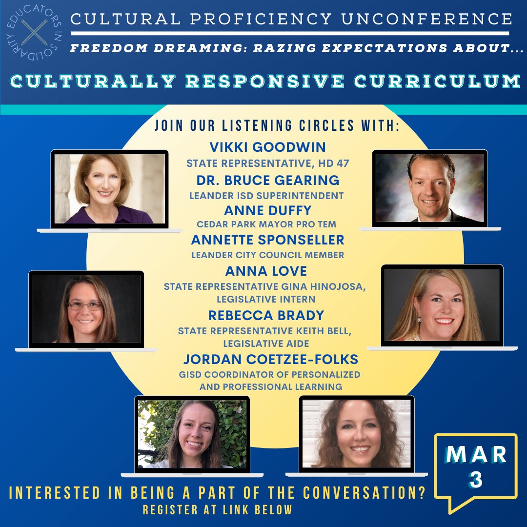 EdsInSolidarity's tweet photo. Tonight we are excited to #freedomdream & raze expectations about Culturally Responsive Curriculum & Educator Support. We're honored to have such a variety of listeners from the state, city, & district levels in Texas eager to hear from community & build our collective capacity. https://t.co/GyWSDHVbzT