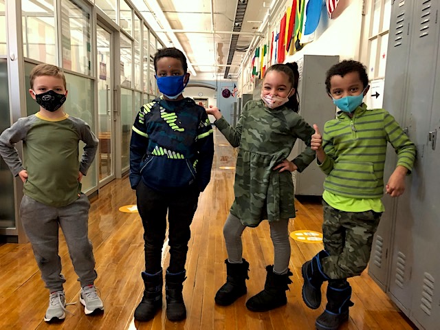 Pratt first graders showing their school spirit last week by wearing green for Color Day. Check the Pratt website for future Spirit Friday themes pratt.mpls.k12.mn.us