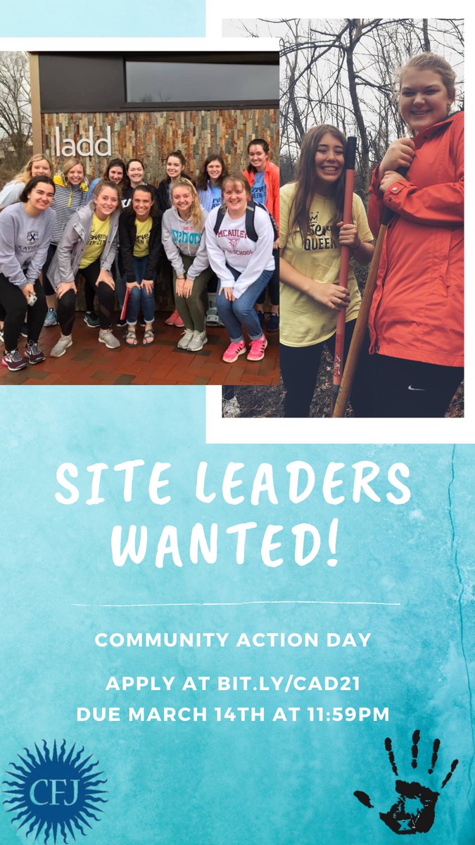 Site Leaders wanted for Community Action Day on March 27! Find application at bit.ly/cad21