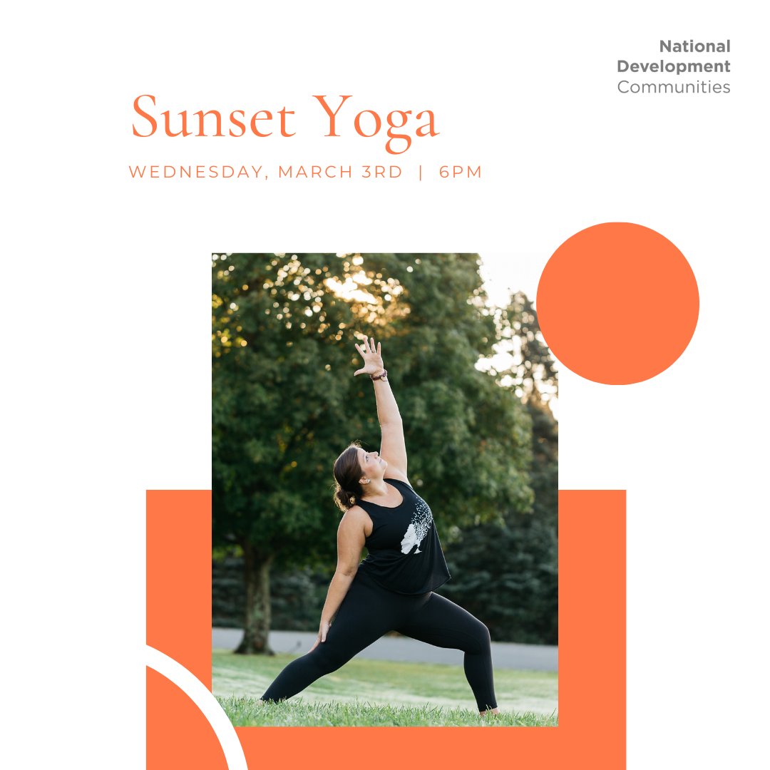#NDCommunities is hosting a virtual Sunset Yoga Class tonight, 3/3 @ 6:00pm for all residents! Diana will guide you through yoga poses, utilizing your entire body, followed by a restorative meditation. RSVP @RENTCafecom #Zoom #virtualclass #Yoga #LoveWhereYouLive