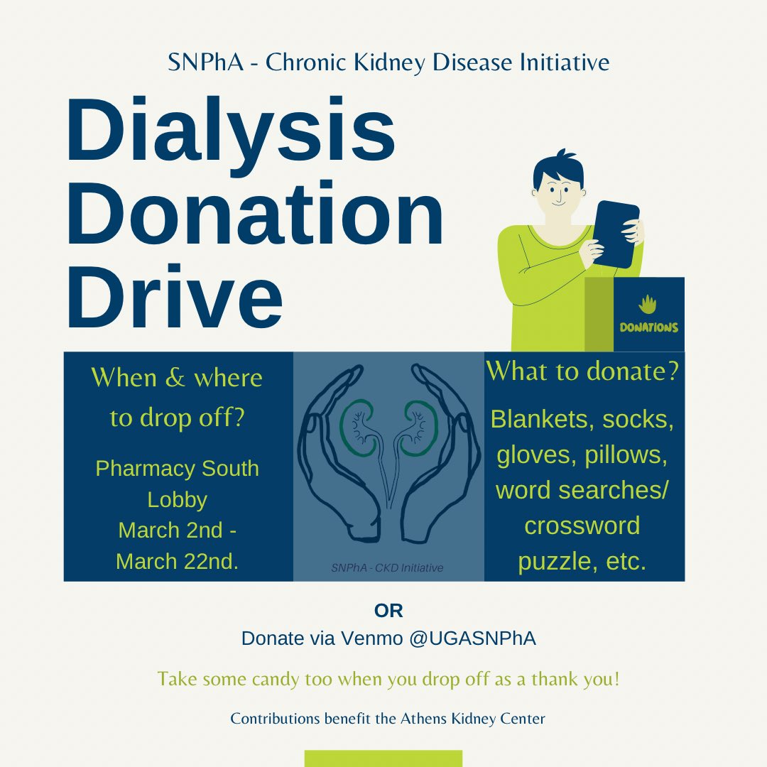 UGASNPhA's tweet photo. small blankets, pillows, socks, gloves, hand sanitizers, puzzles, etc. No time to make it to the store? You can still donate to the UGASNPhA venmo as any amount will help! All contributions are going to the Athens Kidney Center and will be distributed among all of their patients! https://t.co/k175hMGs7Z