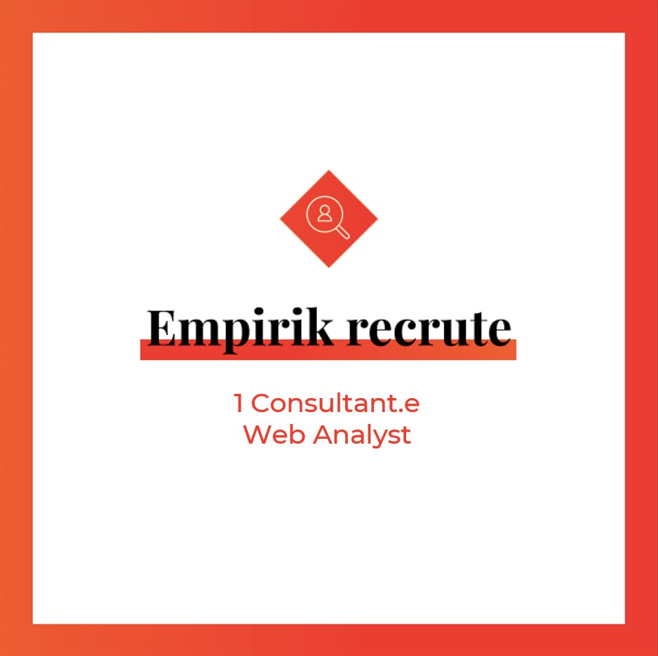 Dans le cadre de notre croissance, nous recrutons un.e Consultant.e Web Analyst en CDI.

👉 Pour postuler, c'est par ici : bit.ly/2PqPyVM