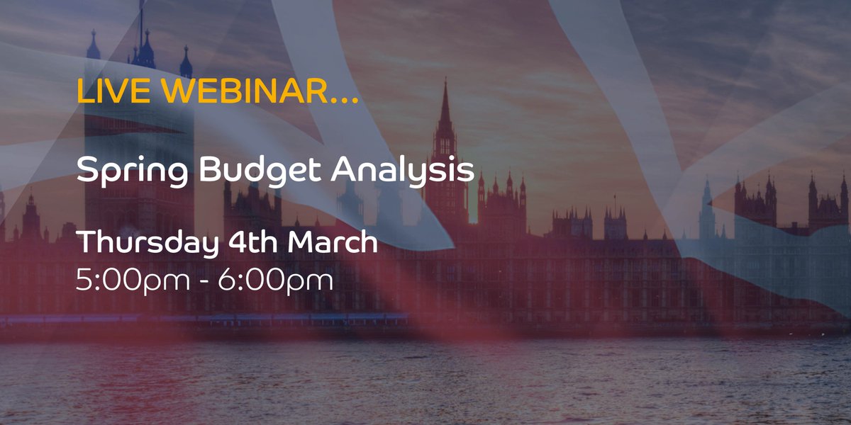 LIVE WEBINAR TOMORROW: Following the Chancellor's #SpringBudget2021, our expert panel will be discussing the key changes &amp; the impact on #businessowners #selfemployed #employees &amp; #individuals. 

Register free and get your questions ready > bit.ly/Webinar-Spring…

#Budget2021