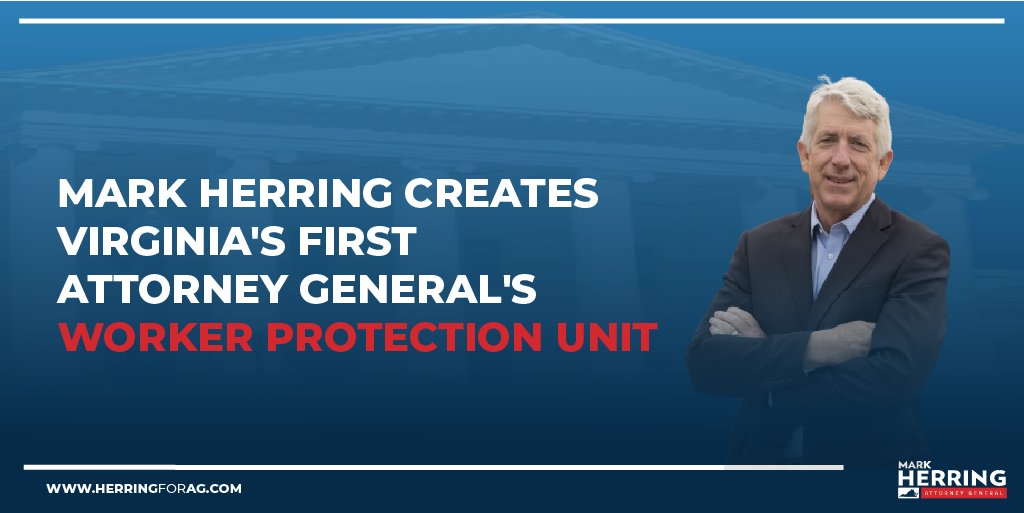 BREAKING - My office has created the Virginia Attorney General’s first Worker Protection Unit, designed to investigate and prosecute individuals and businesses who unlawfully engage in worker exploitation.