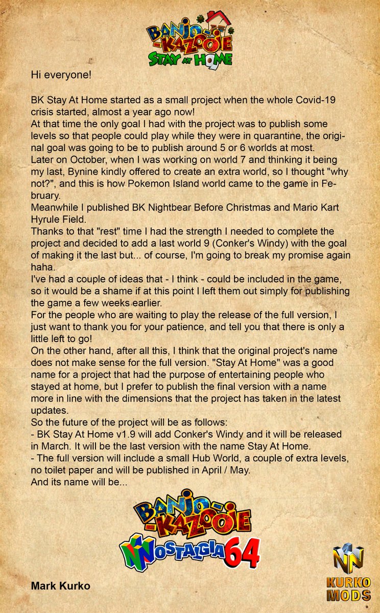 -NEWS about 🐻BK Stay At Home🐦-
#Banjokazooie #Nintendo64 #N64